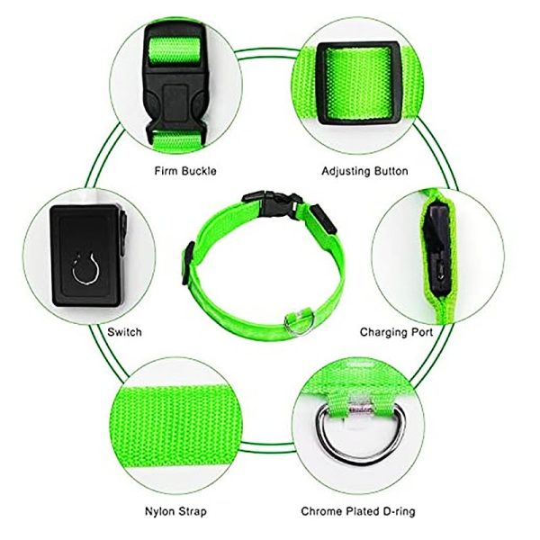 Kép errő: LED Glowing Dog Collar Adjustable Flashing Rechargea Luminous Collar Night Anti Lost Dog Light HarnessFor Small 3