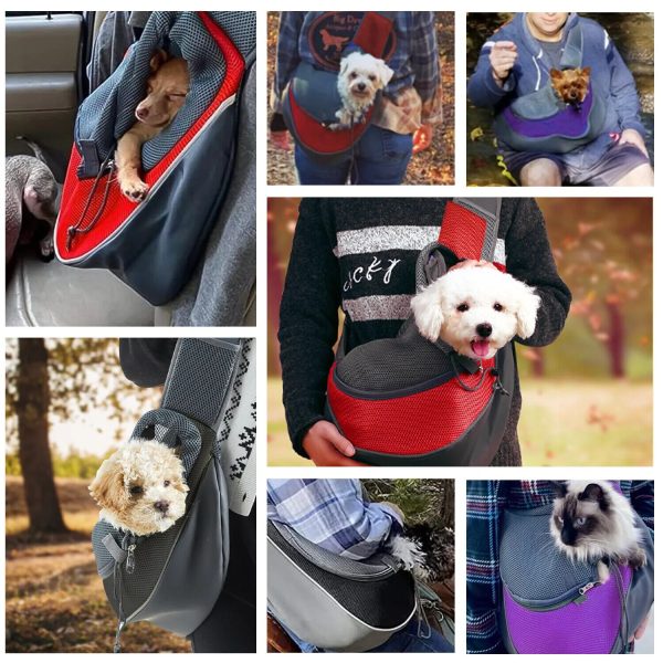 Kép errő: Mesh Oxford Pet Outdoor Travel Pet Puppy Carrier Handbag Pouch Single Shoulder Bag Sling Mesh Comfort